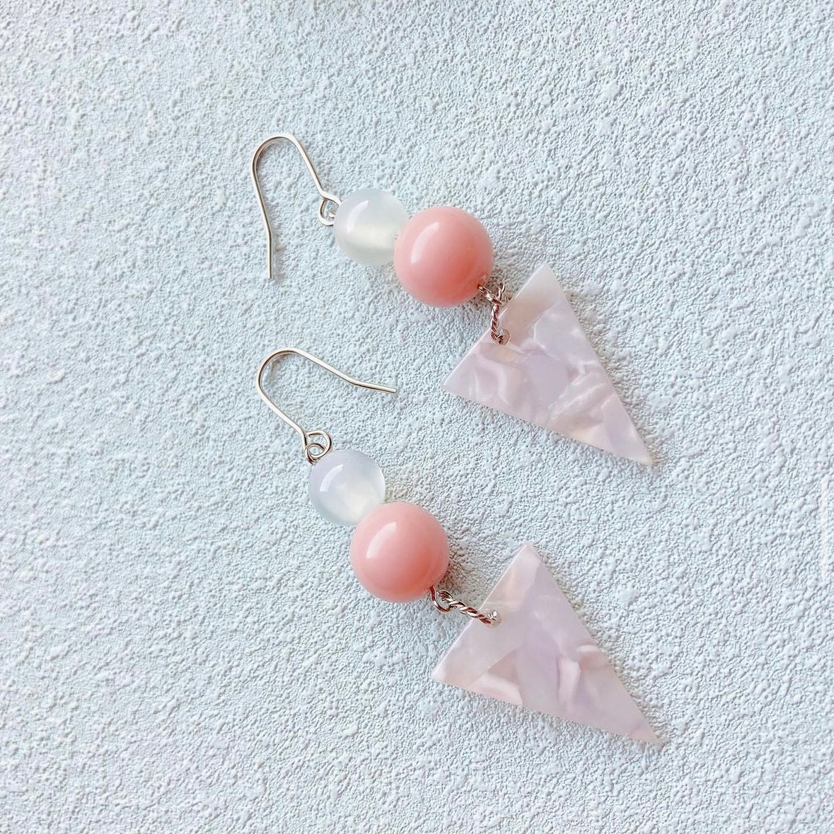 Pink marble beads earrings