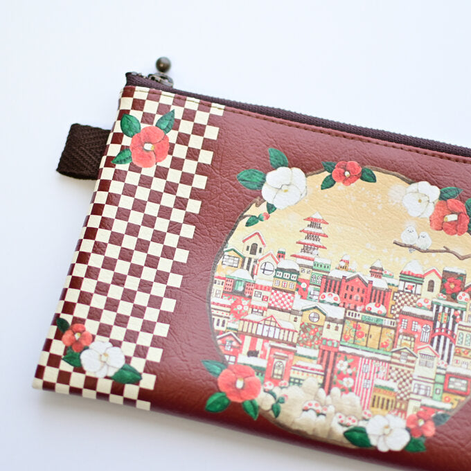 Flat Pouch "Japanese Camellia City"