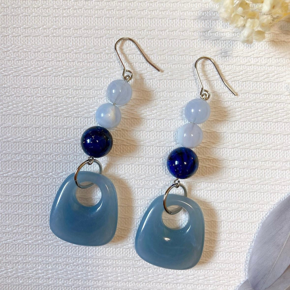 Blue beads earrings