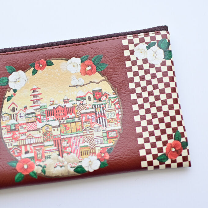 Flat Pouch "Japanese Camellia City"