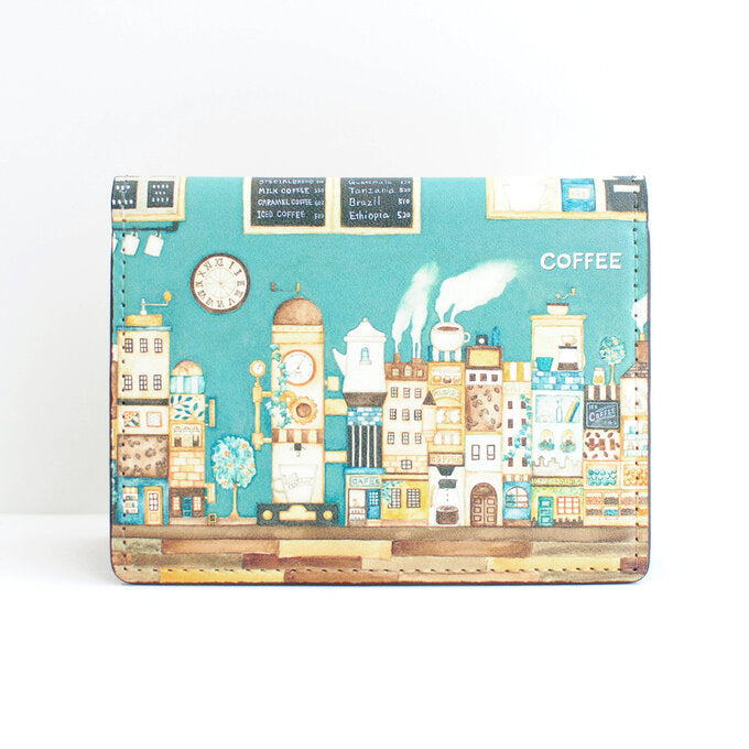 Card Folder Wallet "Coffee City in the Back of the Cafe"