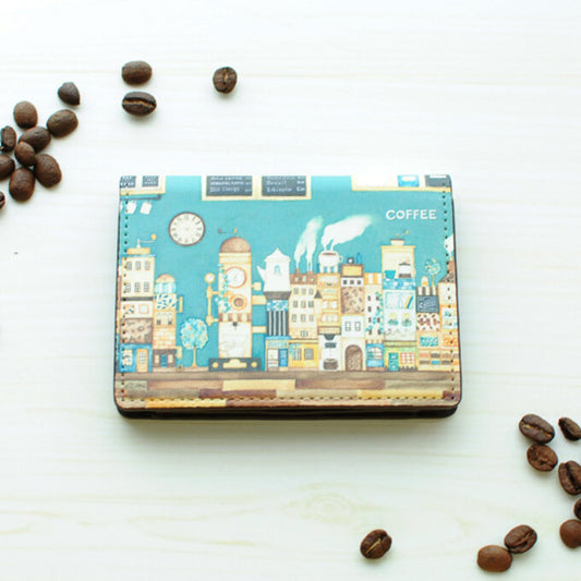 Card Folder Wallet "Coffee City in the Back of the Cafe"