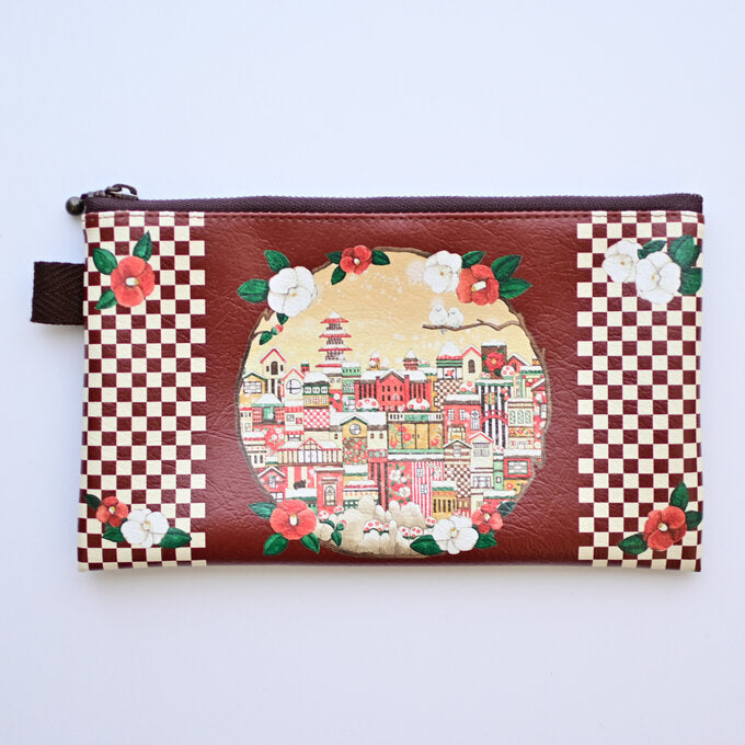 Flat Pouch "Japanese Camellia City"