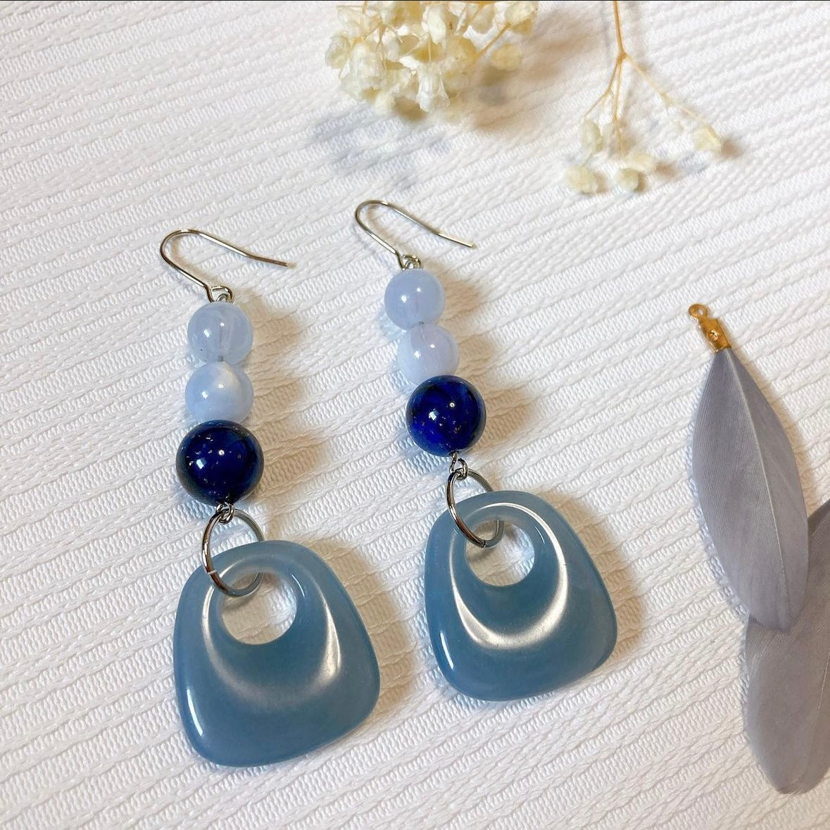 Blue beads earrings