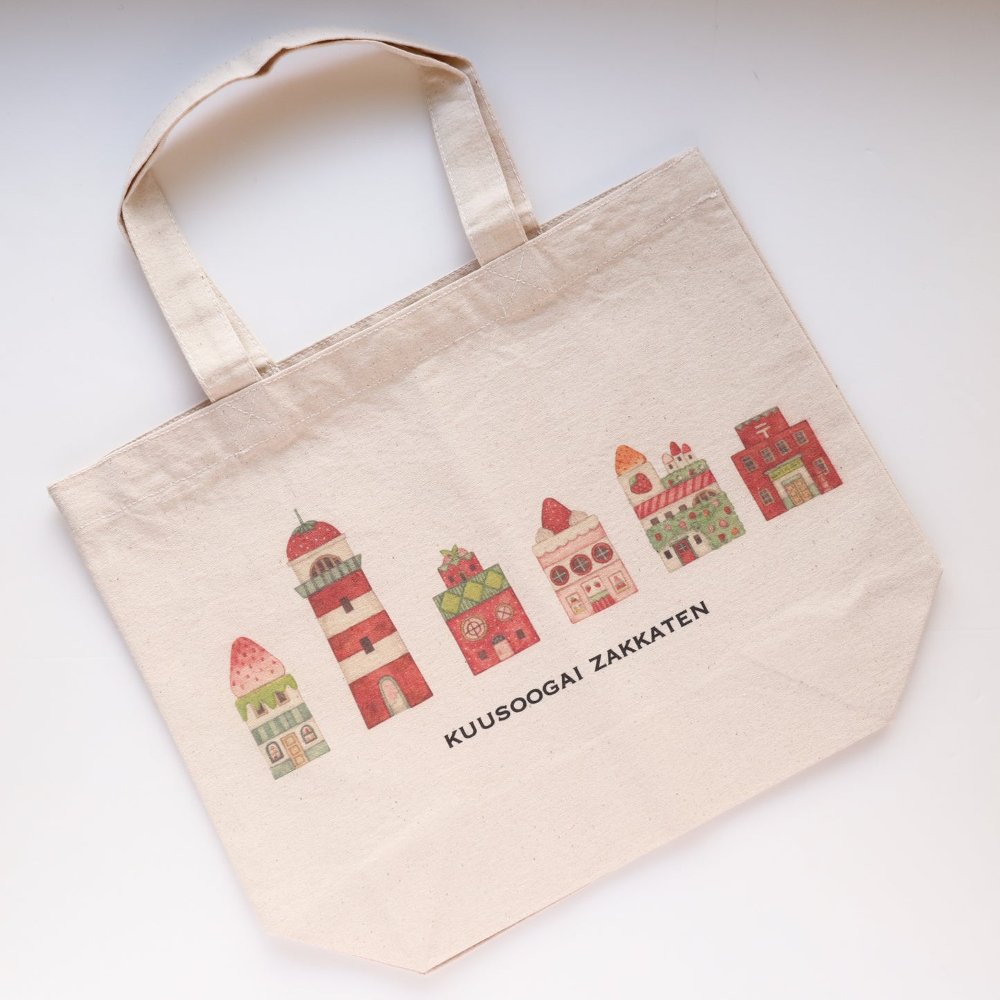 Small Tote Bag "The Buildings of Strawberry City"