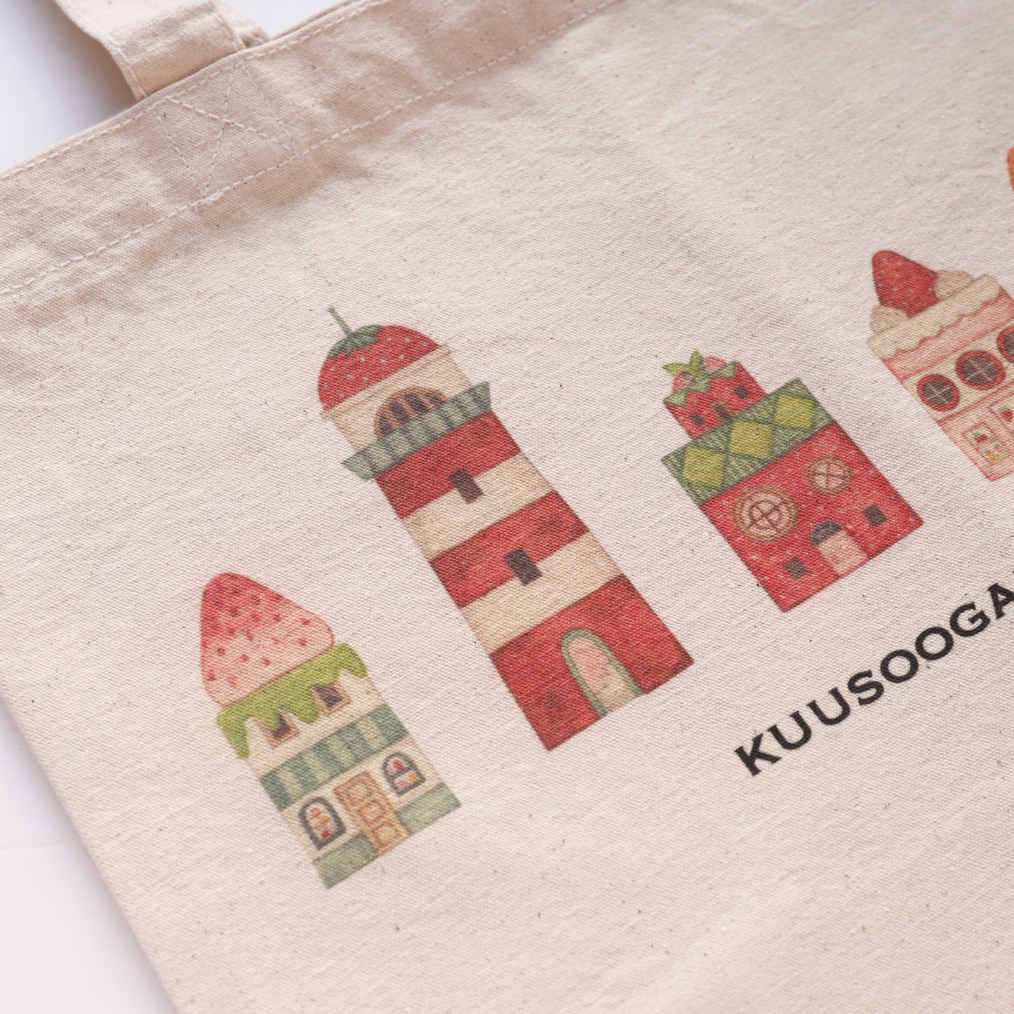 Small Tote Bag "The Buildings of Strawberry City"