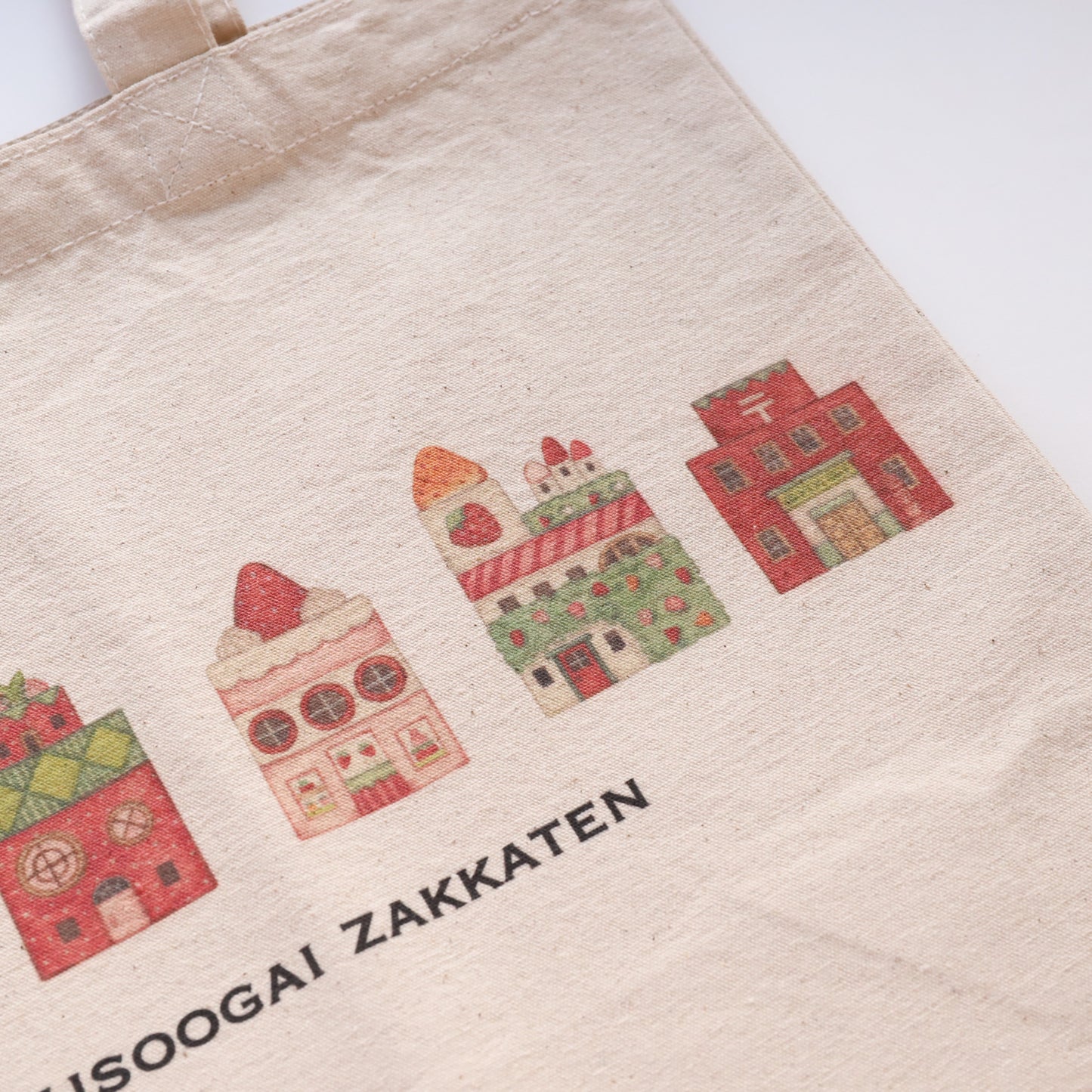 Small Tote Bag "The Buildings of Strawberry City"