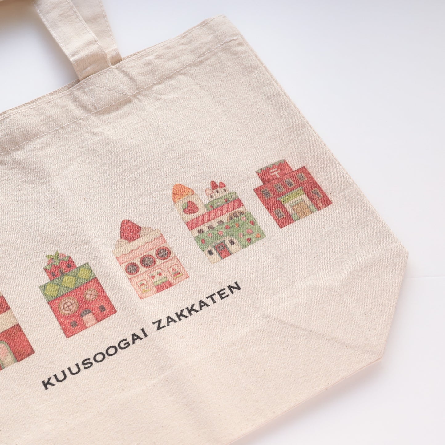 Small Tote Bag "The Buildings of Strawberry City"