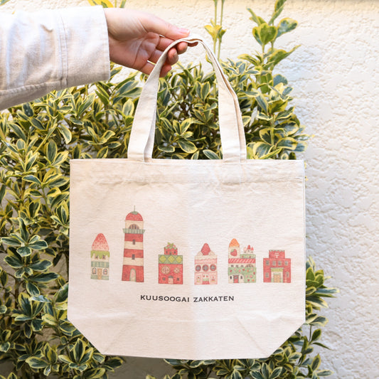 Small Tote Bag "The Buildings of Strawberry City"