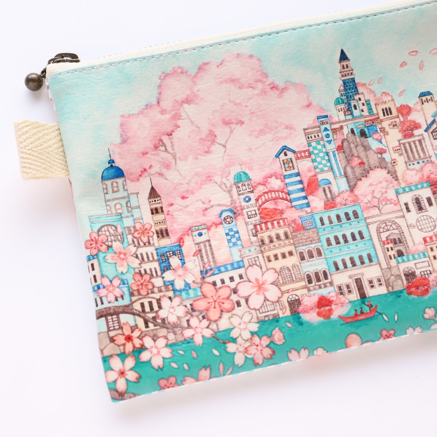 Flat Pouch "Sakura x Blue Metropolis"