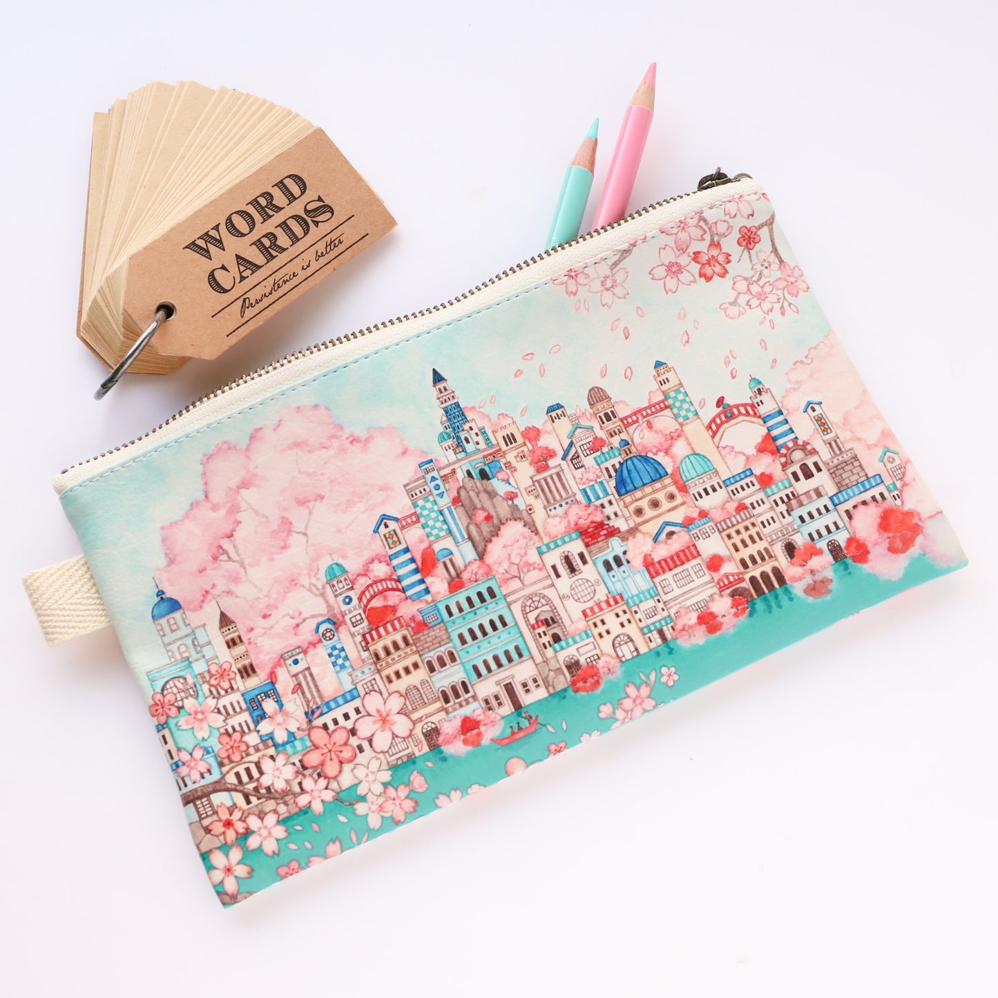 Flat Pouch "Sakura x Blue Metropolis"