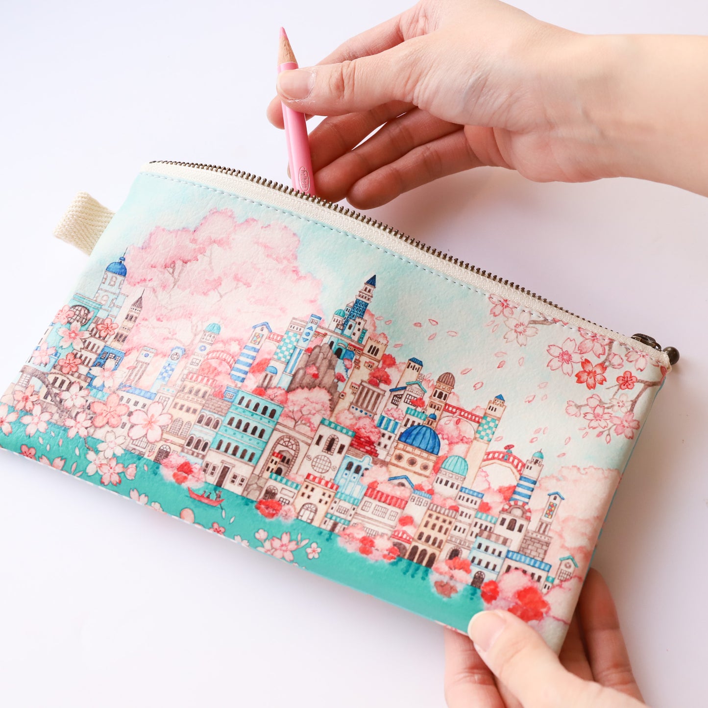 Flat Pouch "Sakura x Blue Metropolis"