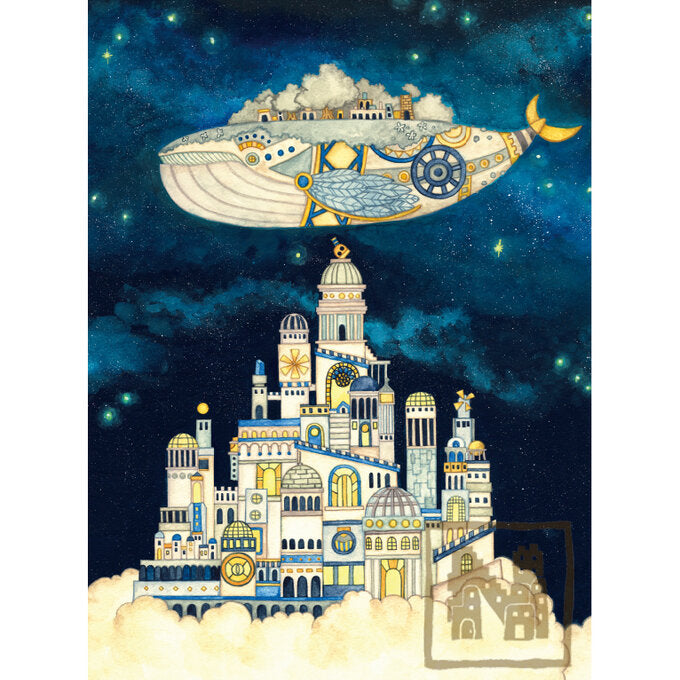 4 Postcard Set "White Whale Metropolis and Cloud Civilization"