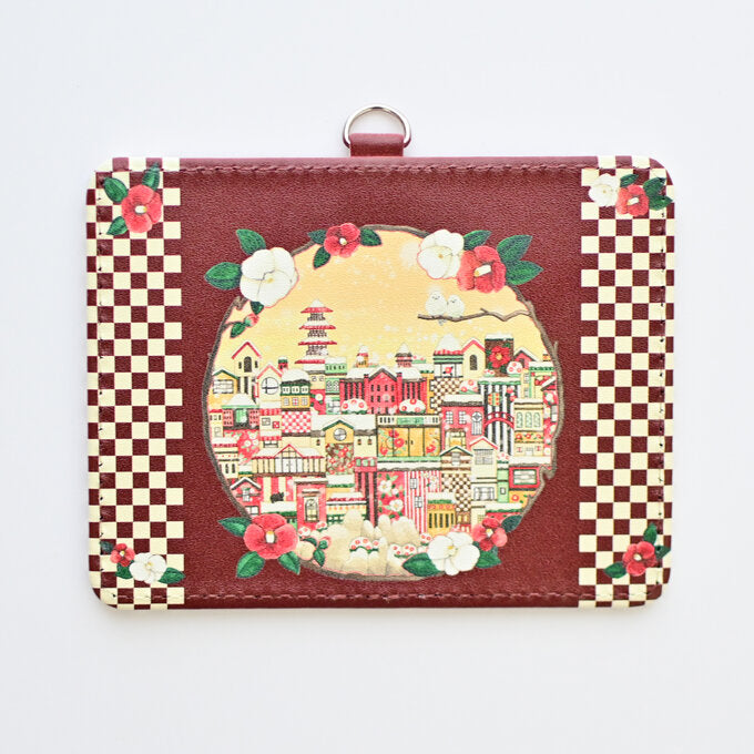 ID Holder "Japanese Camellia City" - Red