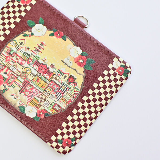 ID Holder "Japanese Camellia City" - Red